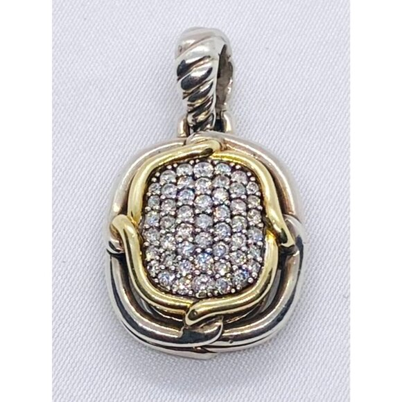 David Yurman Labyrinth Diamond Pave 18k Gold and Sterling Silver Pendant READ! - Picture 1 of 11